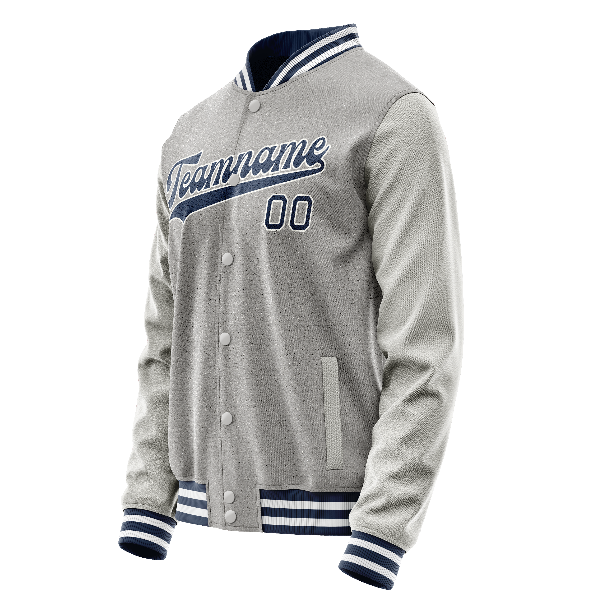 Personalized Gray & Navy Solid Color Varsity Letterman Jacket