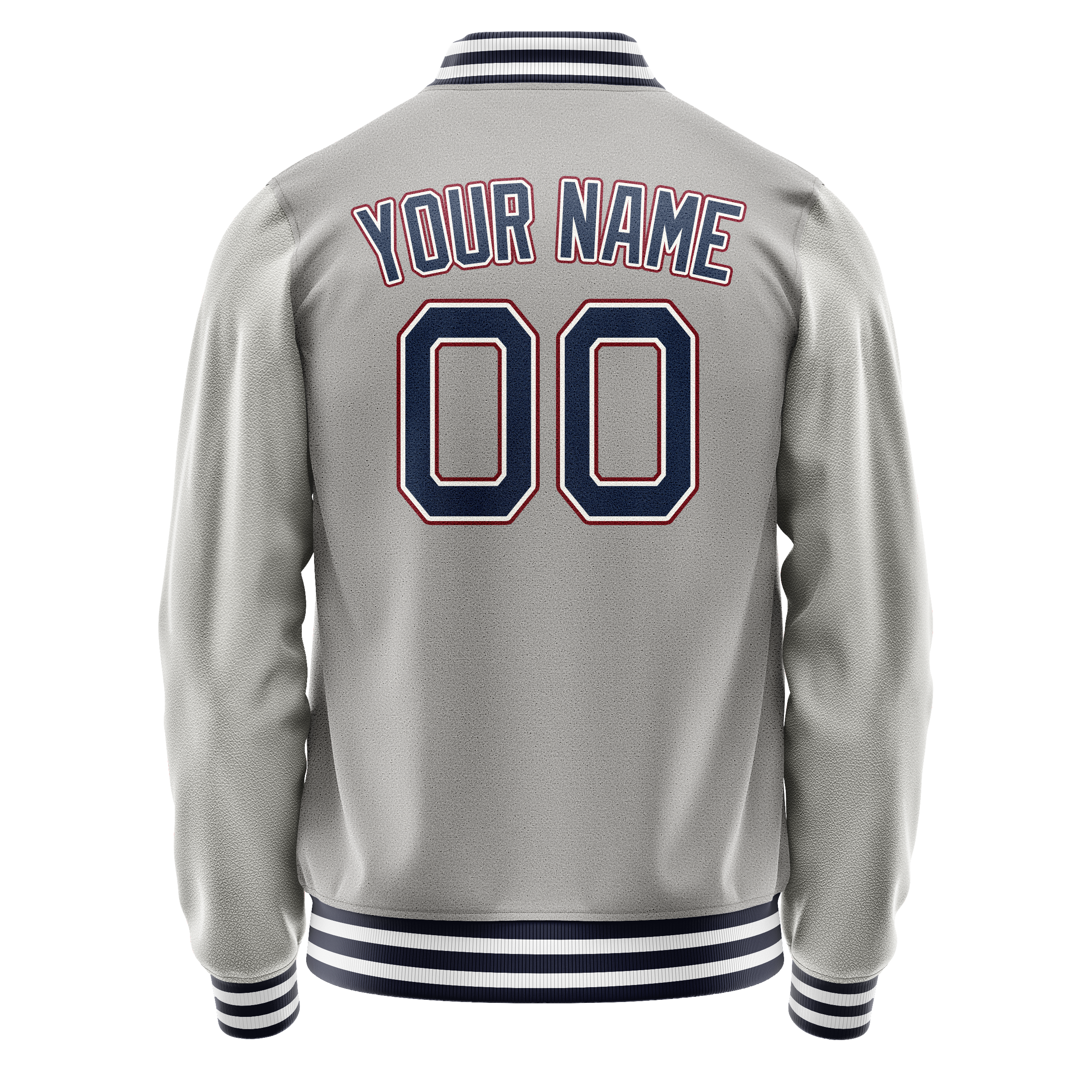 Personalized Gray & Blue Solid Color Varsity Letterman Jacket