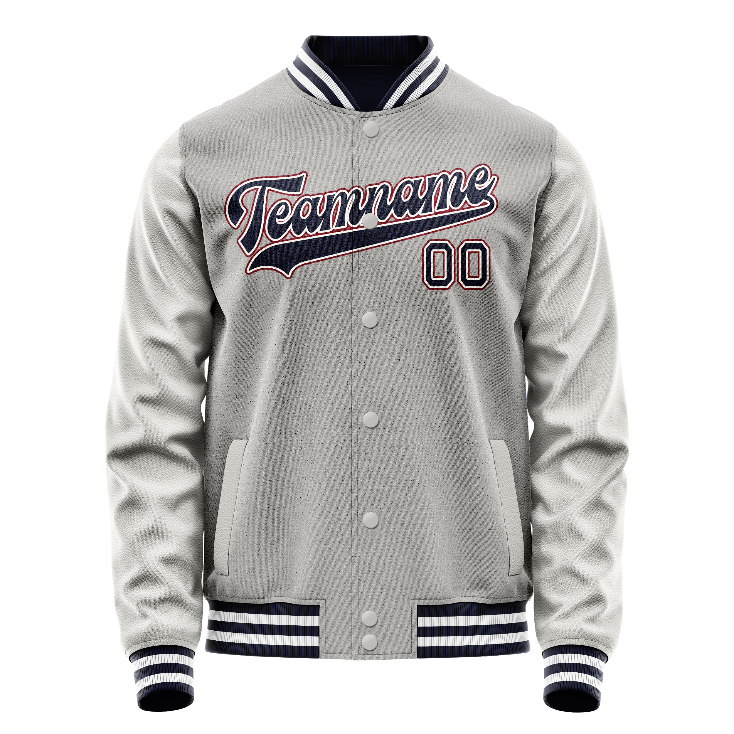 Personalized Gray & Blue Solid Color Varsity Letterman Jacket