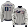 Personalized Gray & Blue Solid Color Varsity Letterman Jacket