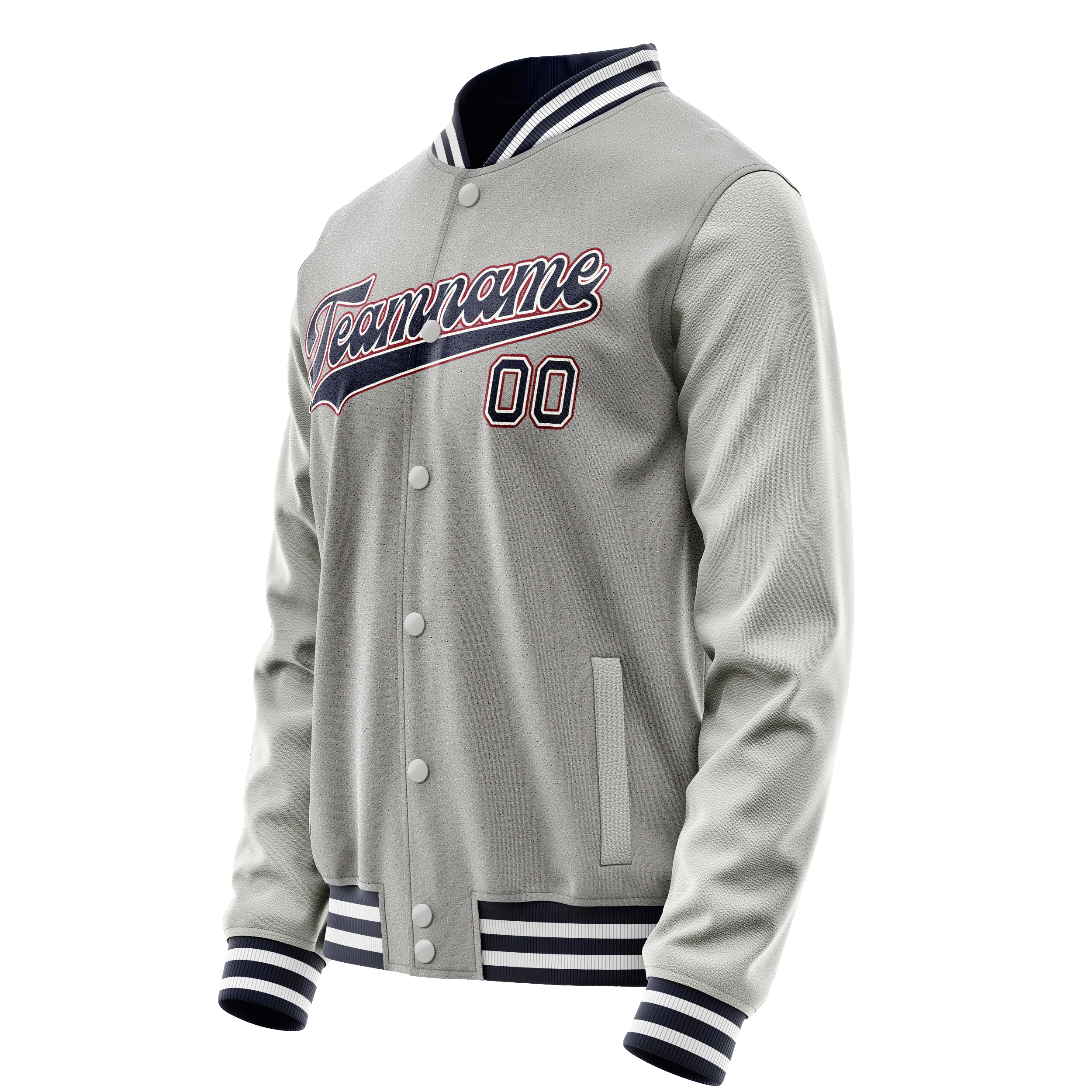 Personalized Gray & Blue Solid Color Varsity Letterman Jacket
