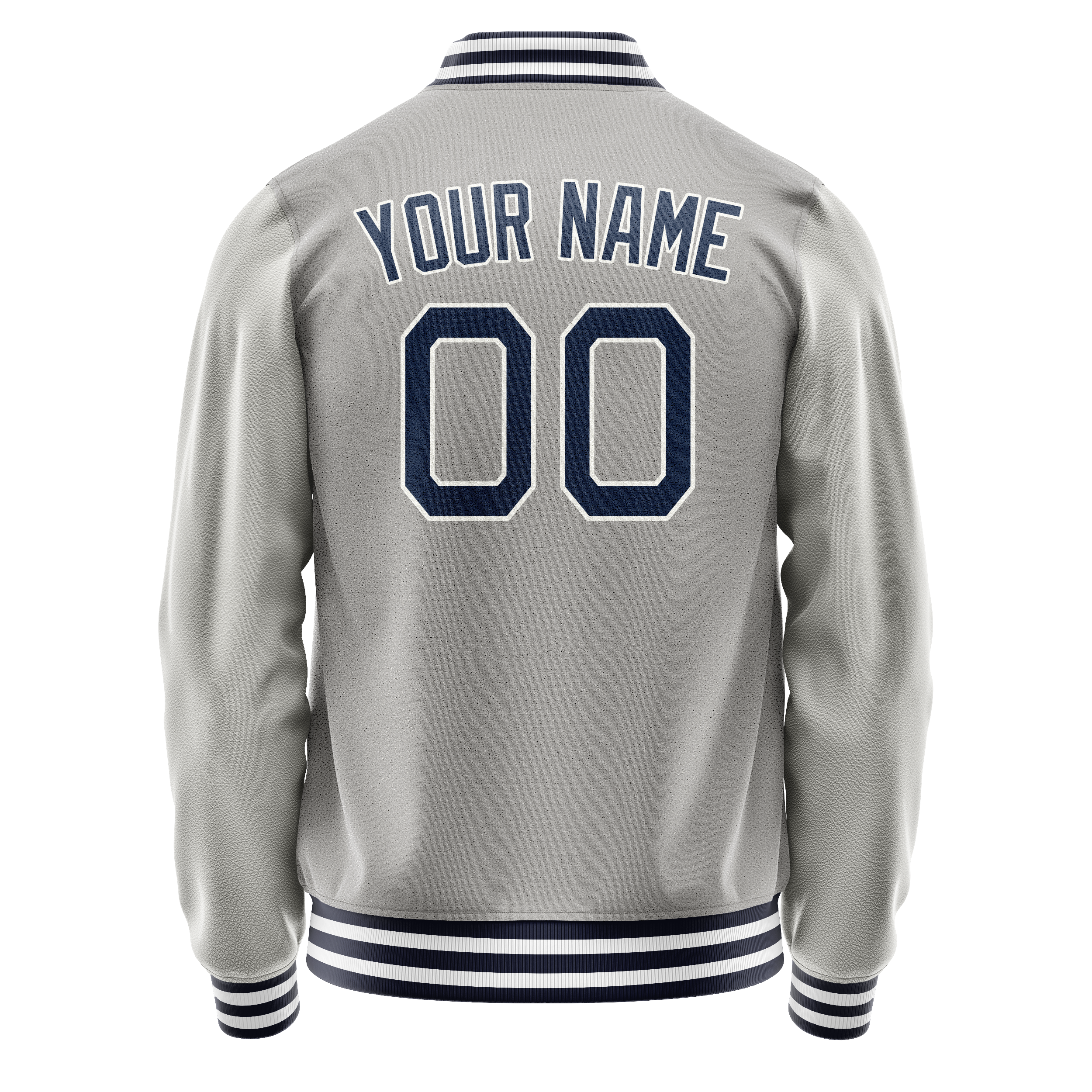 Personalized Gray & Navy Solid Color Varsity Letterman Jacket