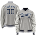 Personalized Gray & Navy Solid Color Varsity Letterman Jacket