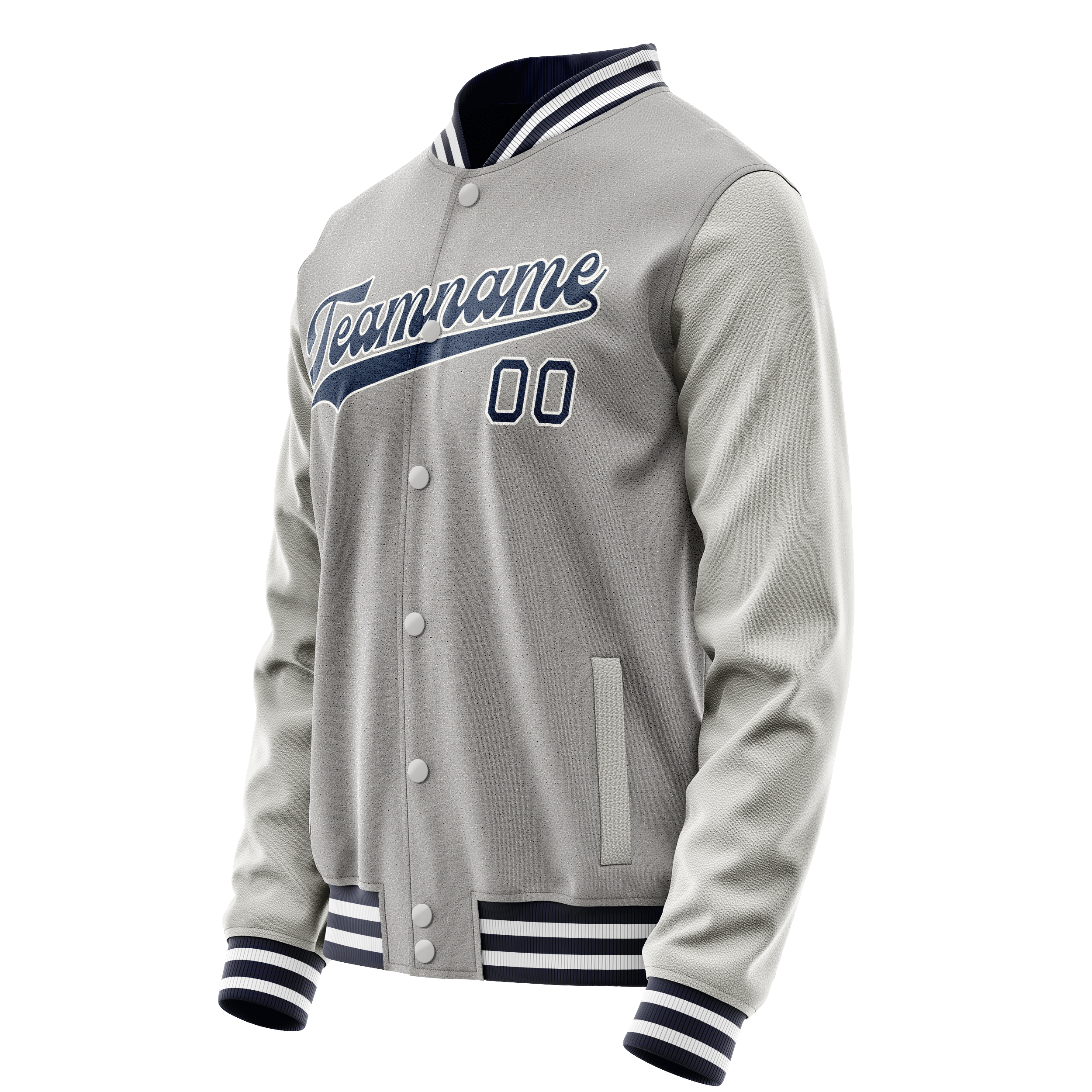 Personalized Gray & Navy Solid Color Varsity Letterman Jacket