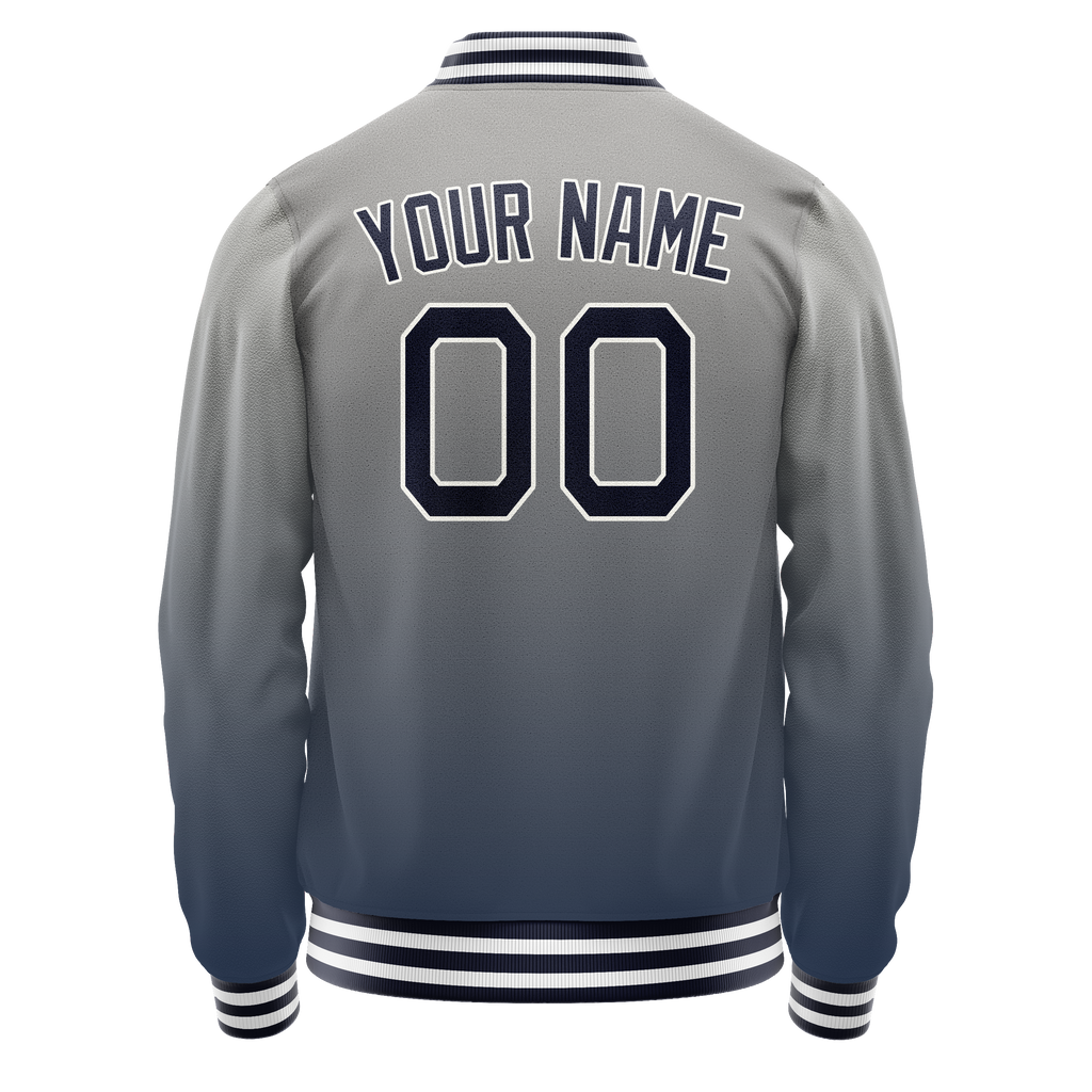 Personalized Gray & Navy Gradient Varsity Letterman Jacket