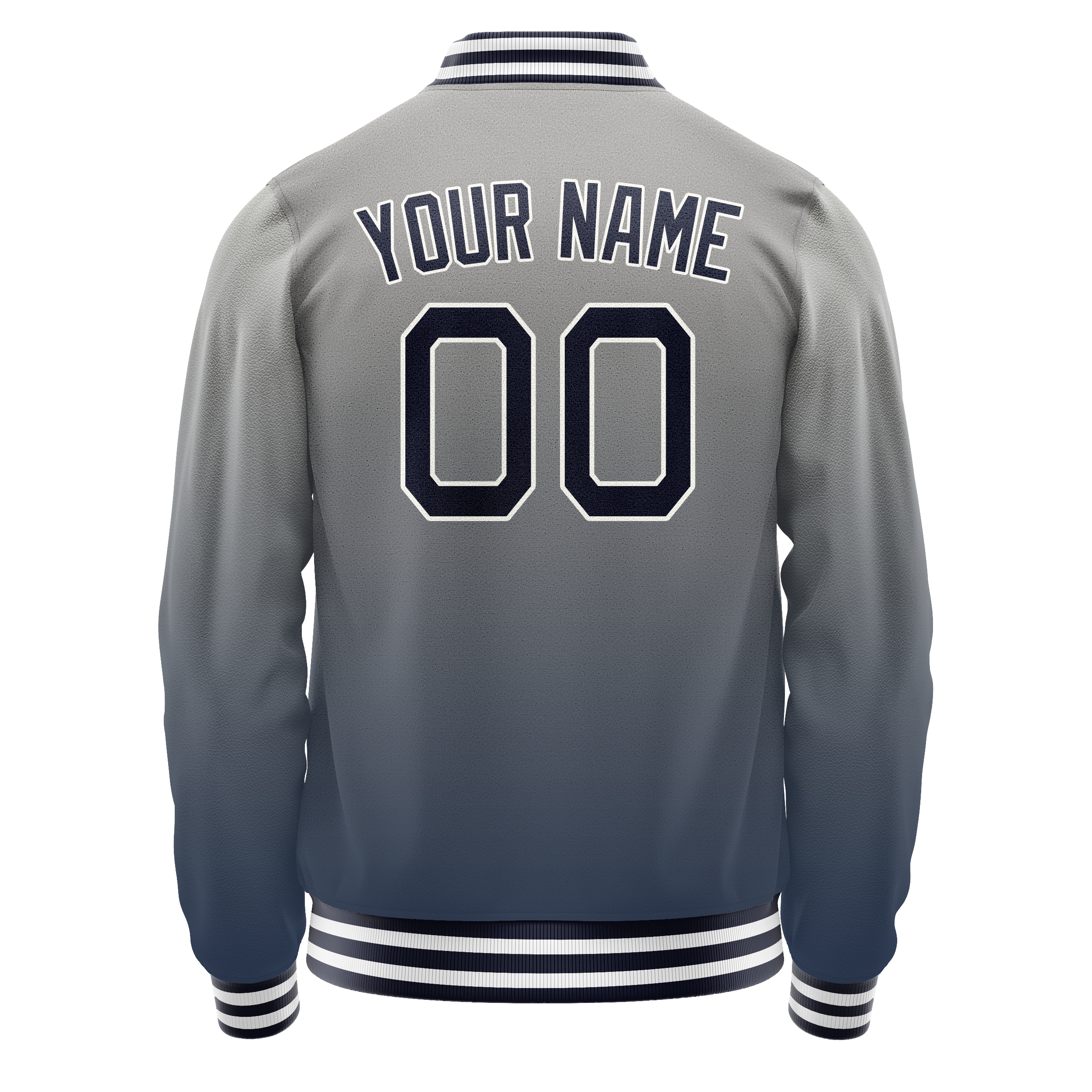 Personalized Gray & Navy Gradient Varsity Letterman Jacket