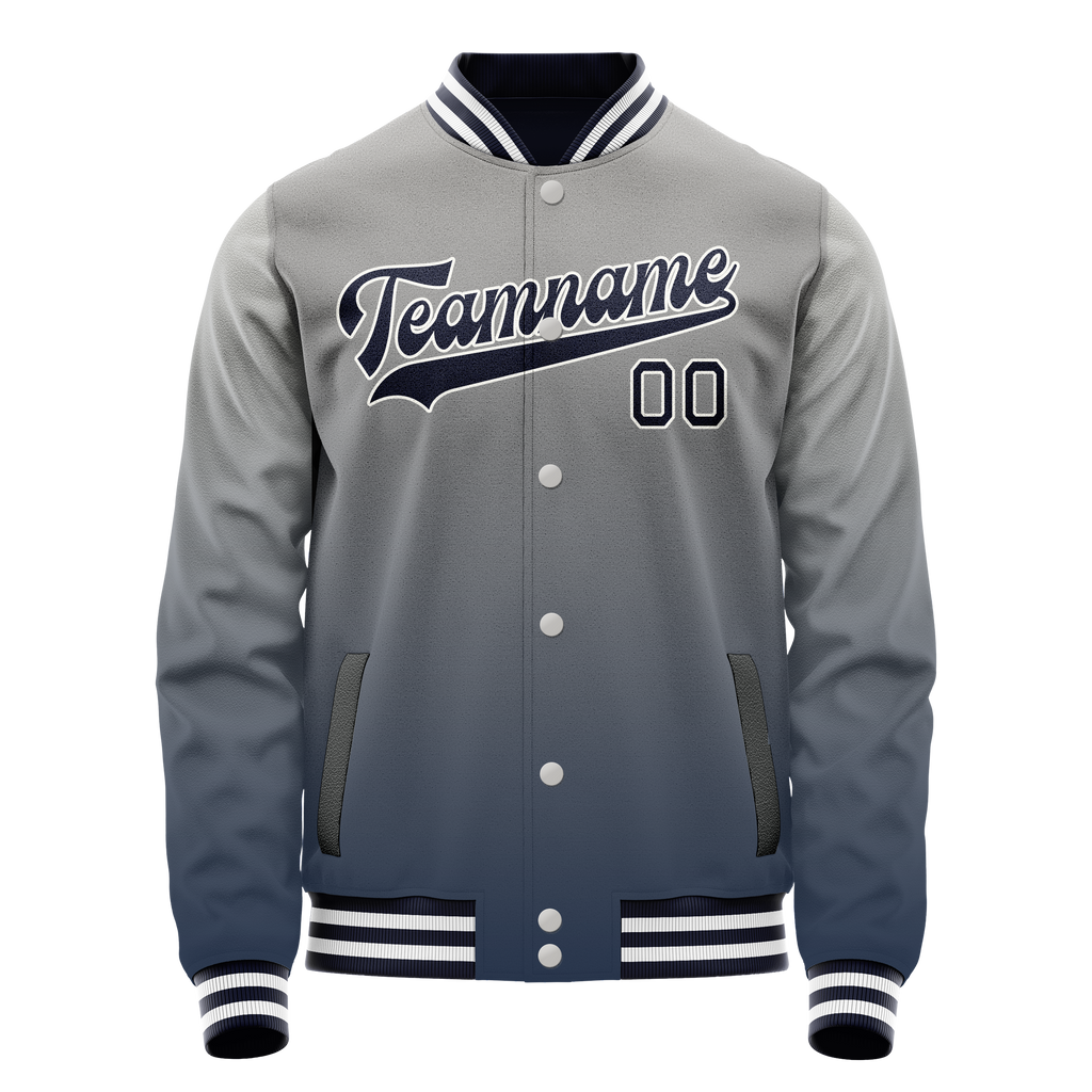 Personalized Gray & Navy Gradient Varsity Letterman Jacket
