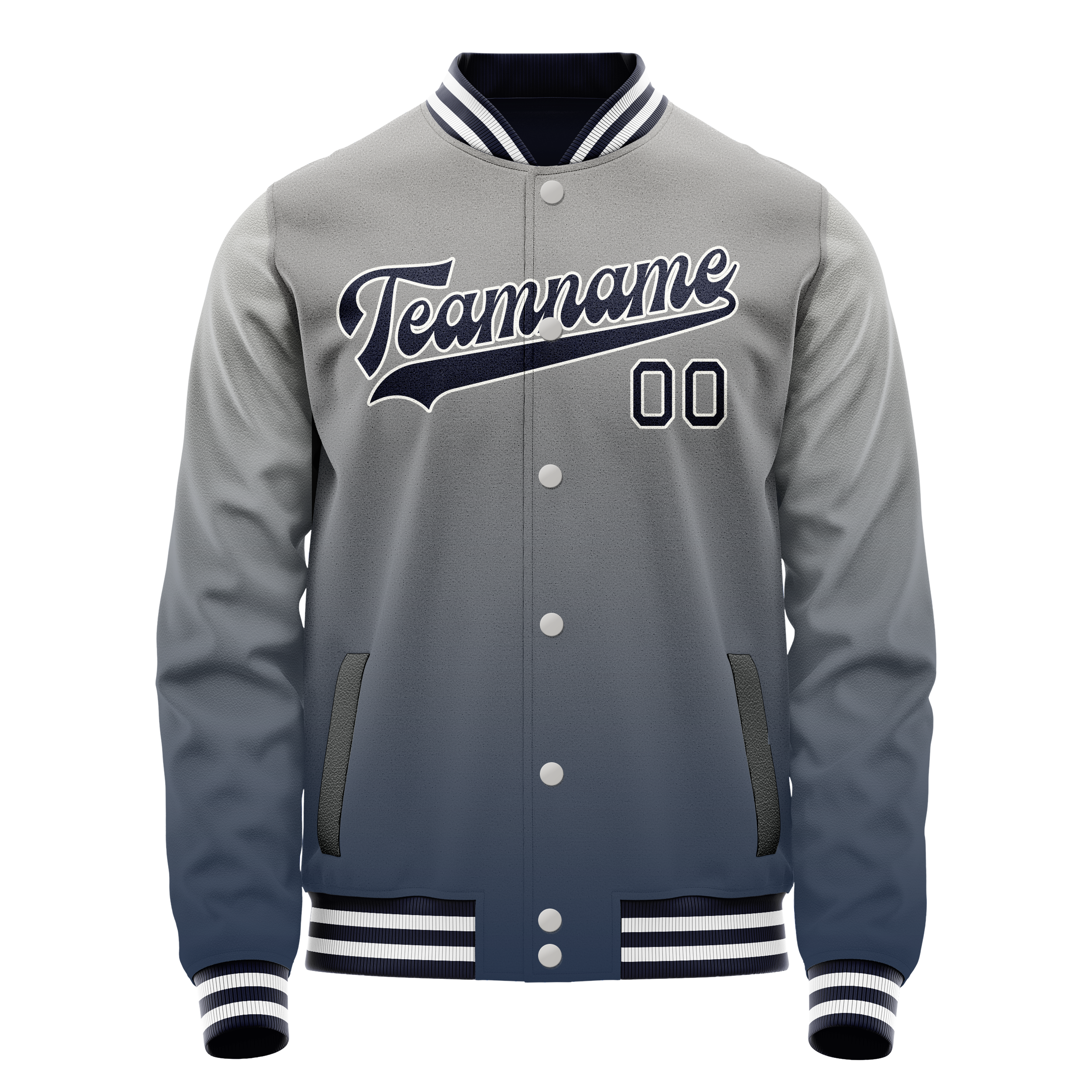 Personalized Gray & Navy Gradient Varsity Letterman Jacket