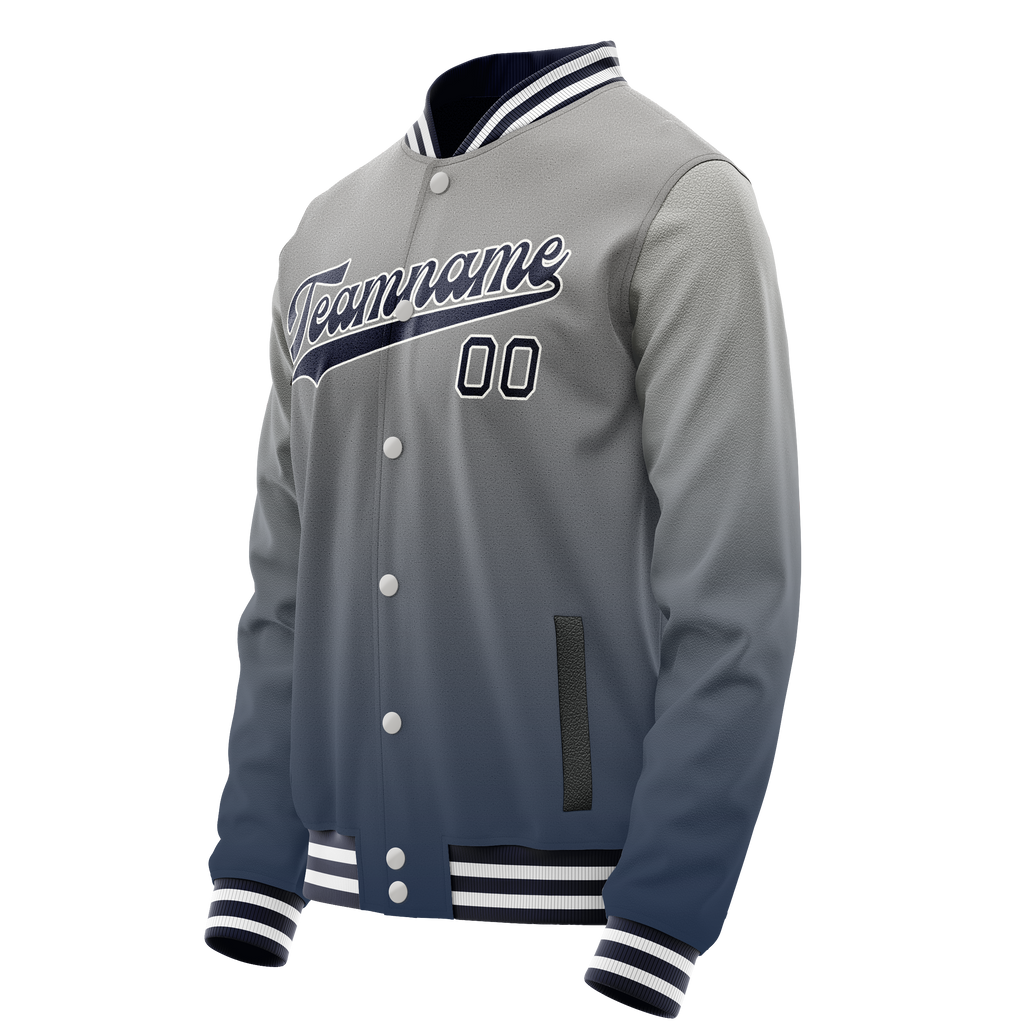 Personalized Gray & Navy Gradient Varsity Letterman Jacket