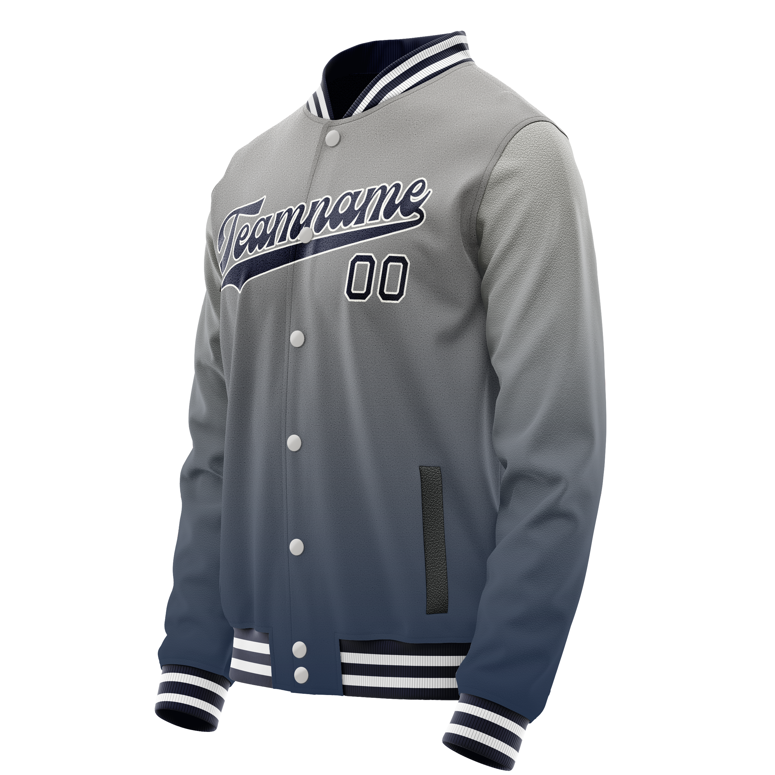 Personalized Gray & Navy Gradient Varsity Letterman Jacket