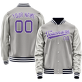 Personalized Gray & Purple Solid Color Varsity Letterman Jacket