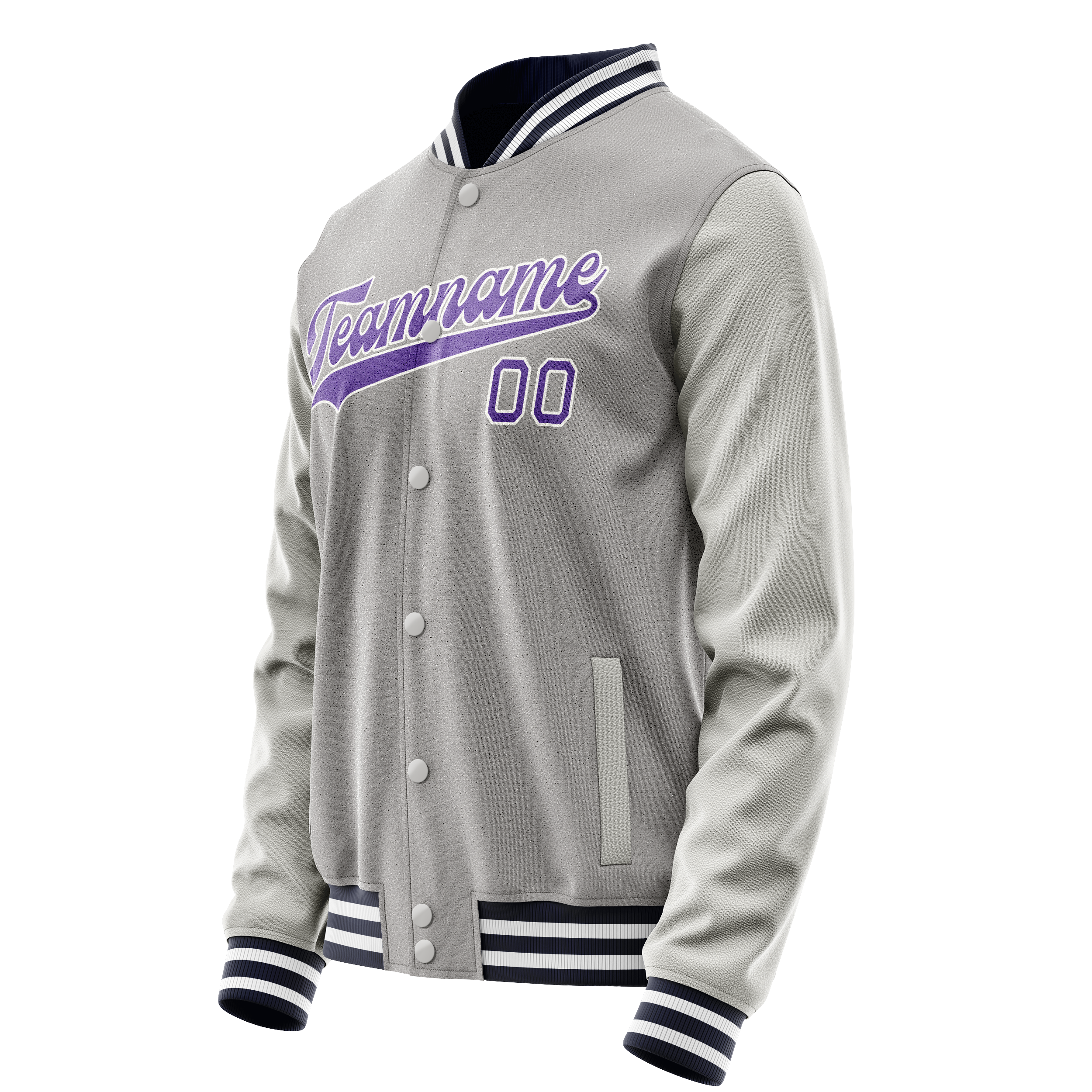 Personalized Gray & Purple Solid Color Varsity Letterman Jacket