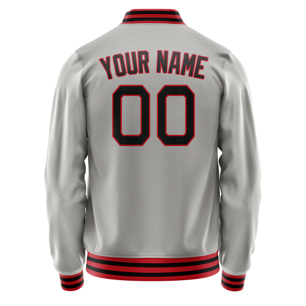 Personalized Gray & Black Solid Color Varsity Letterman Jacket