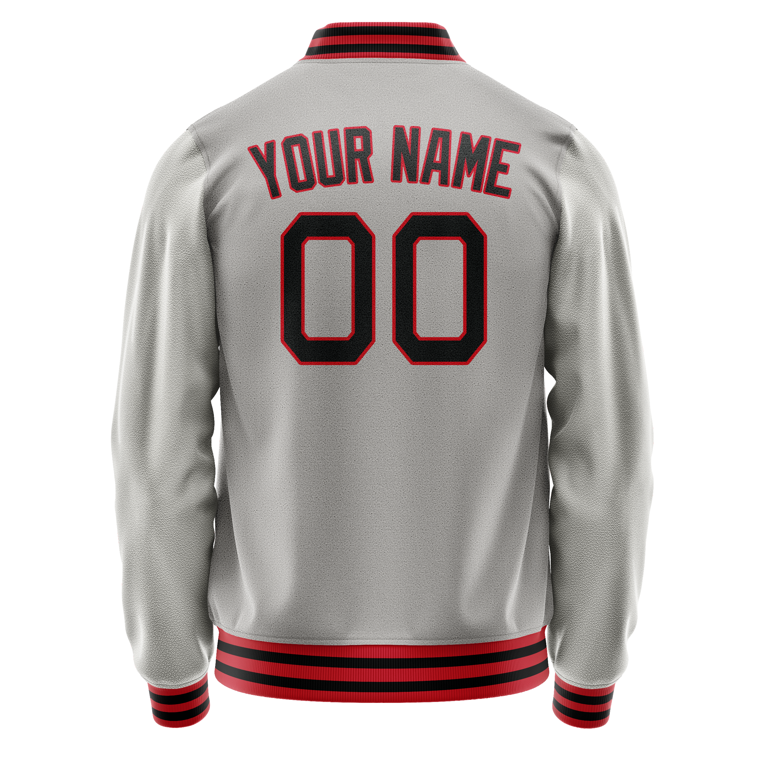 Personalized Gray & Black Solid Color Varsity Letterman Jacket