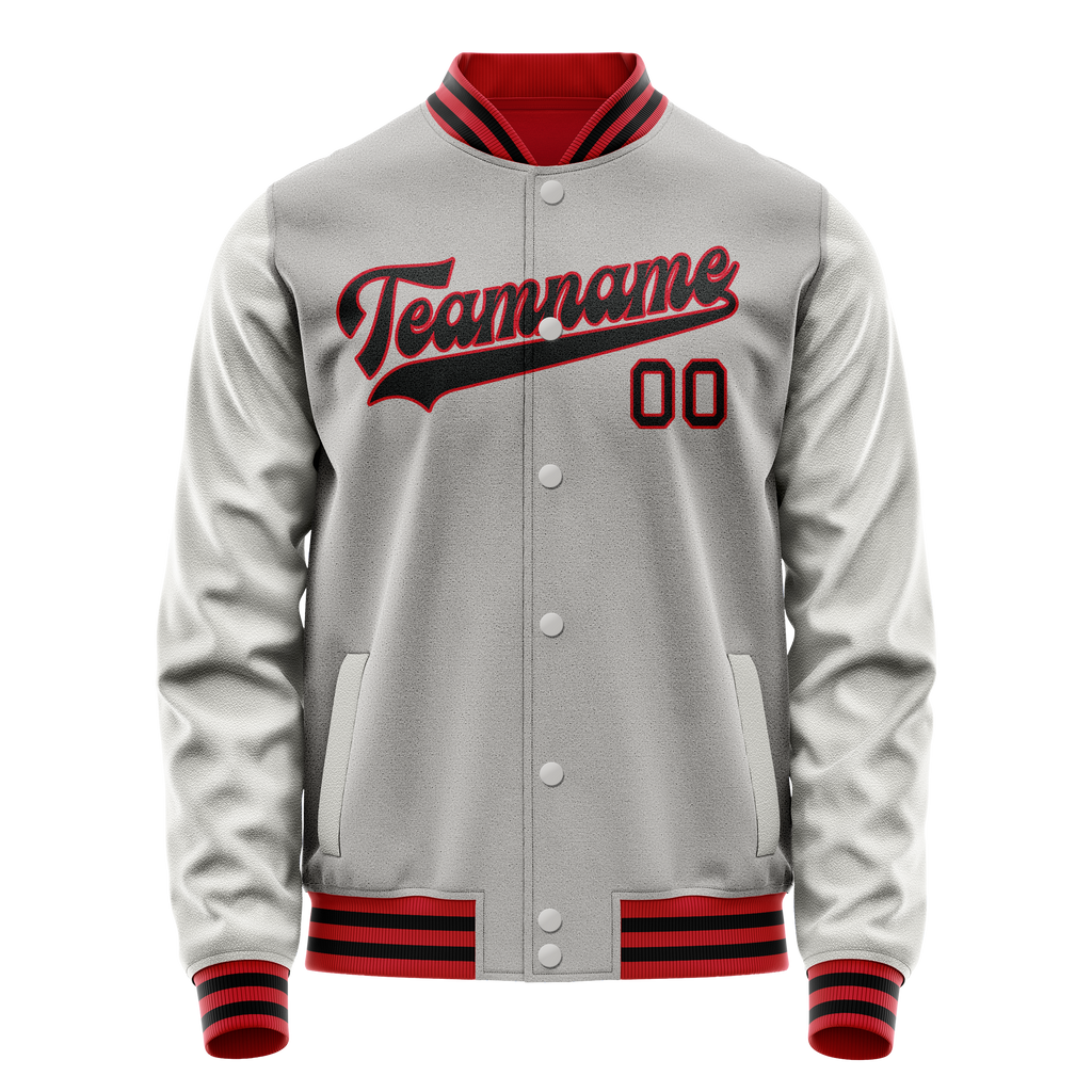 Personalized Gray & Black Solid Color Varsity Letterman Jacket