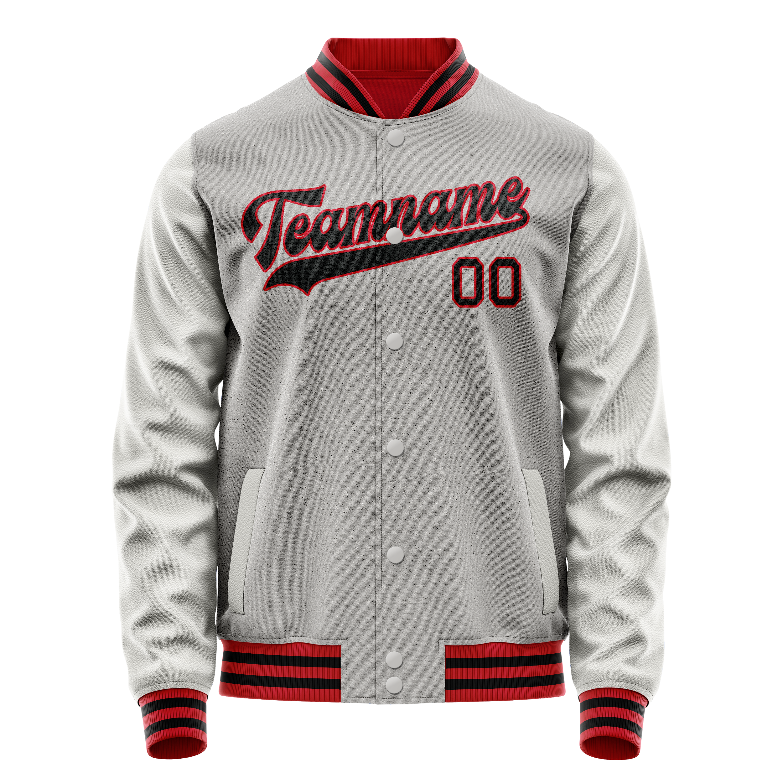 Personalized Gray & Black Solid Color Varsity Letterman Jacket