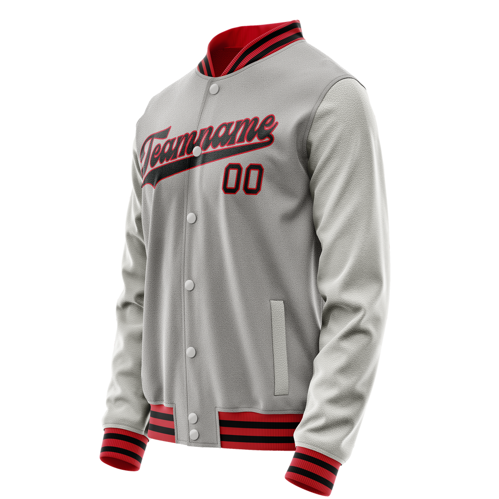 Personalized Gray & Black Solid Color Varsity Letterman Jacket