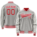 Personalized Gray & Red Solid Color Varsity Letterman Jacket