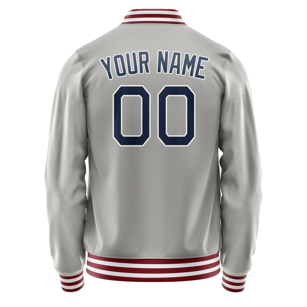 Personalized Gray & Blue Solid Color Varsity Letterman Jacket