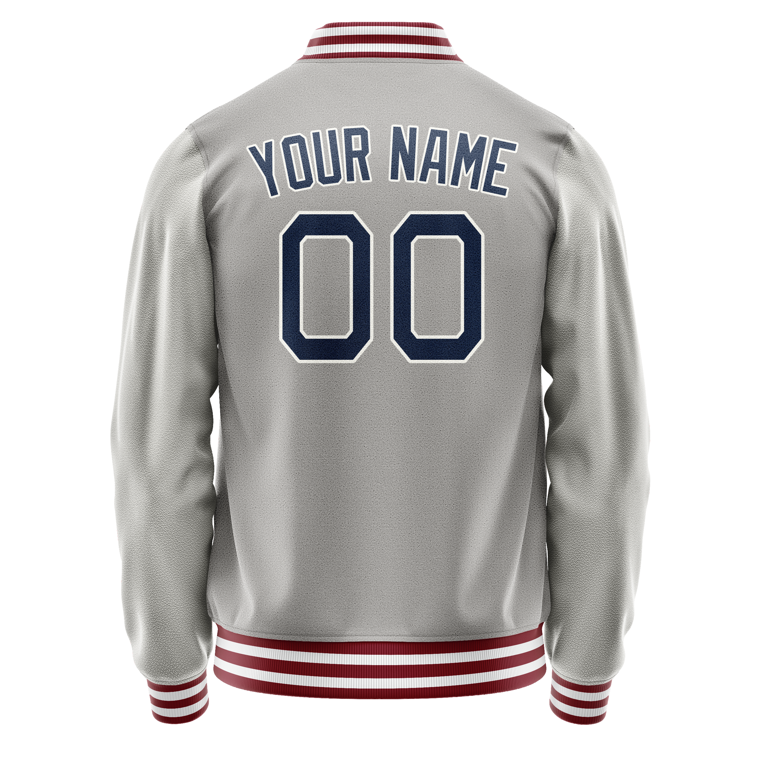 Personalized Gray & Blue Solid Color Varsity Letterman Jacket