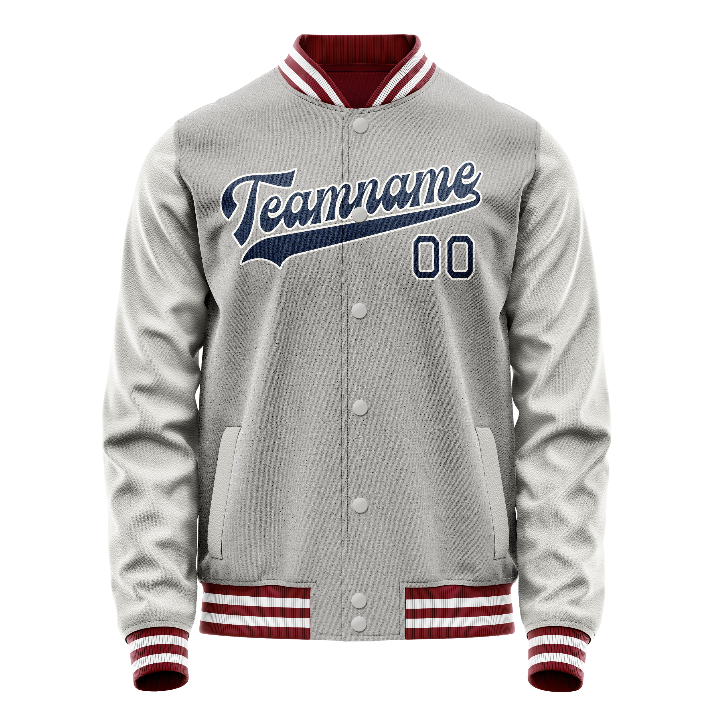 Personalized Gray & Blue Solid Color Varsity Letterman Jacket