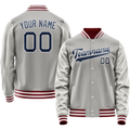 Personalized Gray & Blue Solid Color Varsity Letterman Jacket