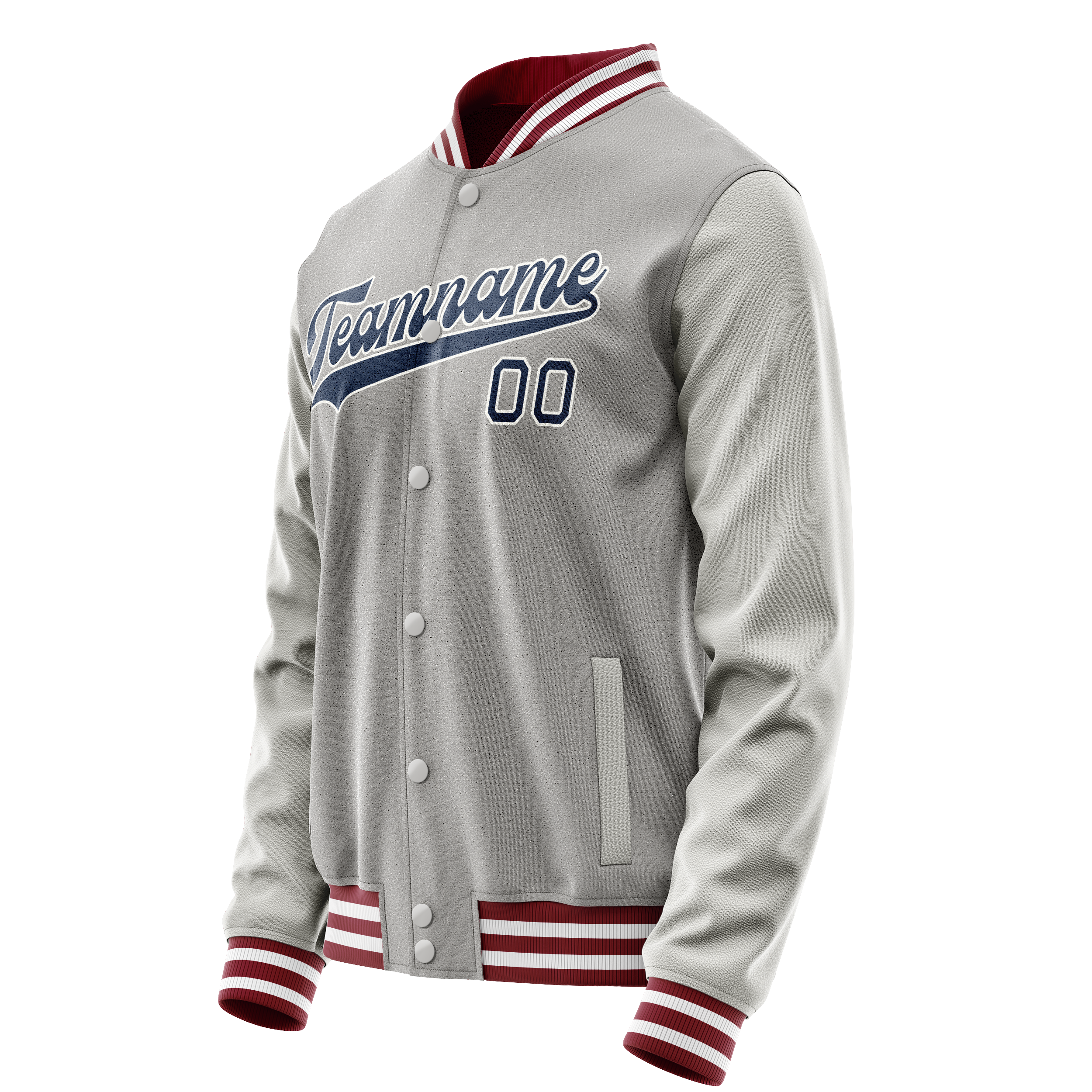 Personalized Gray & Blue Solid Color Varsity Letterman Jacket