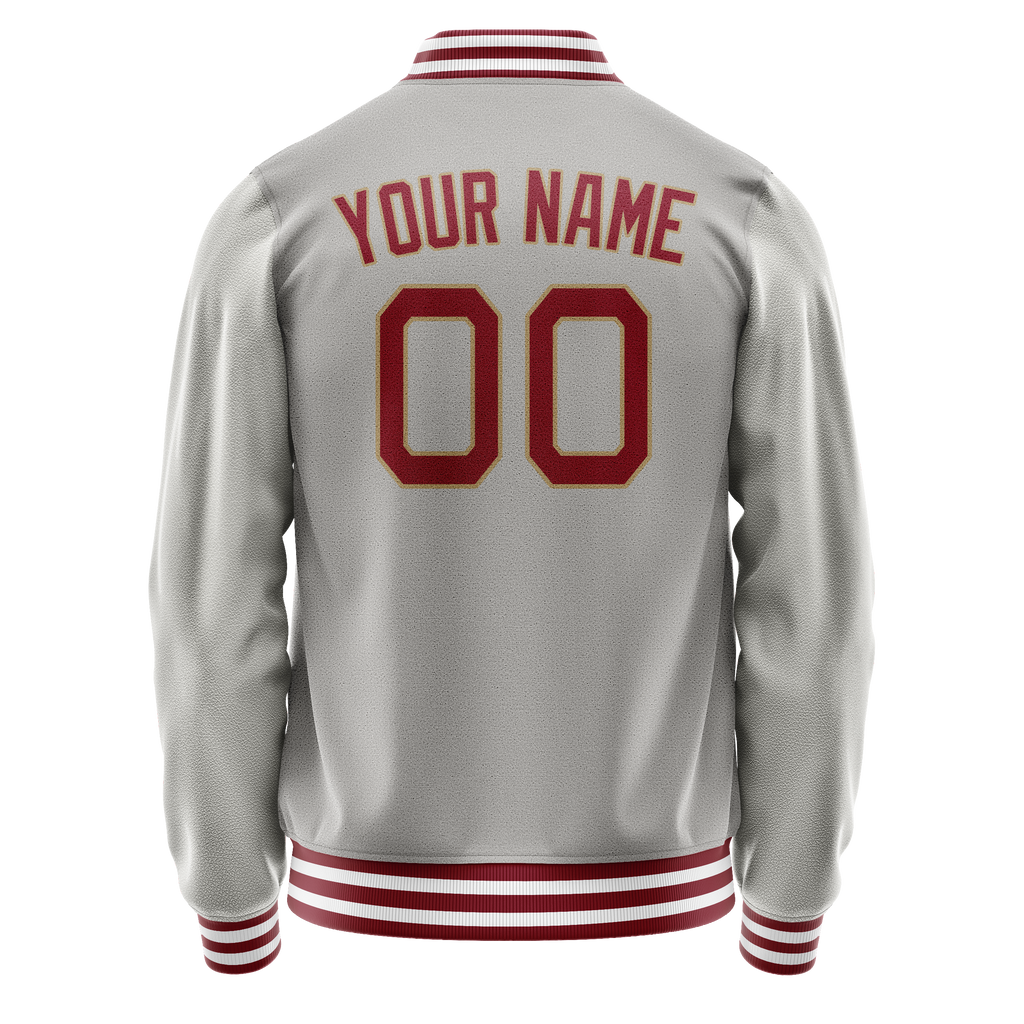 Personalized Gray & Texas-Orange Solid Color Varsity Letterman Jacket