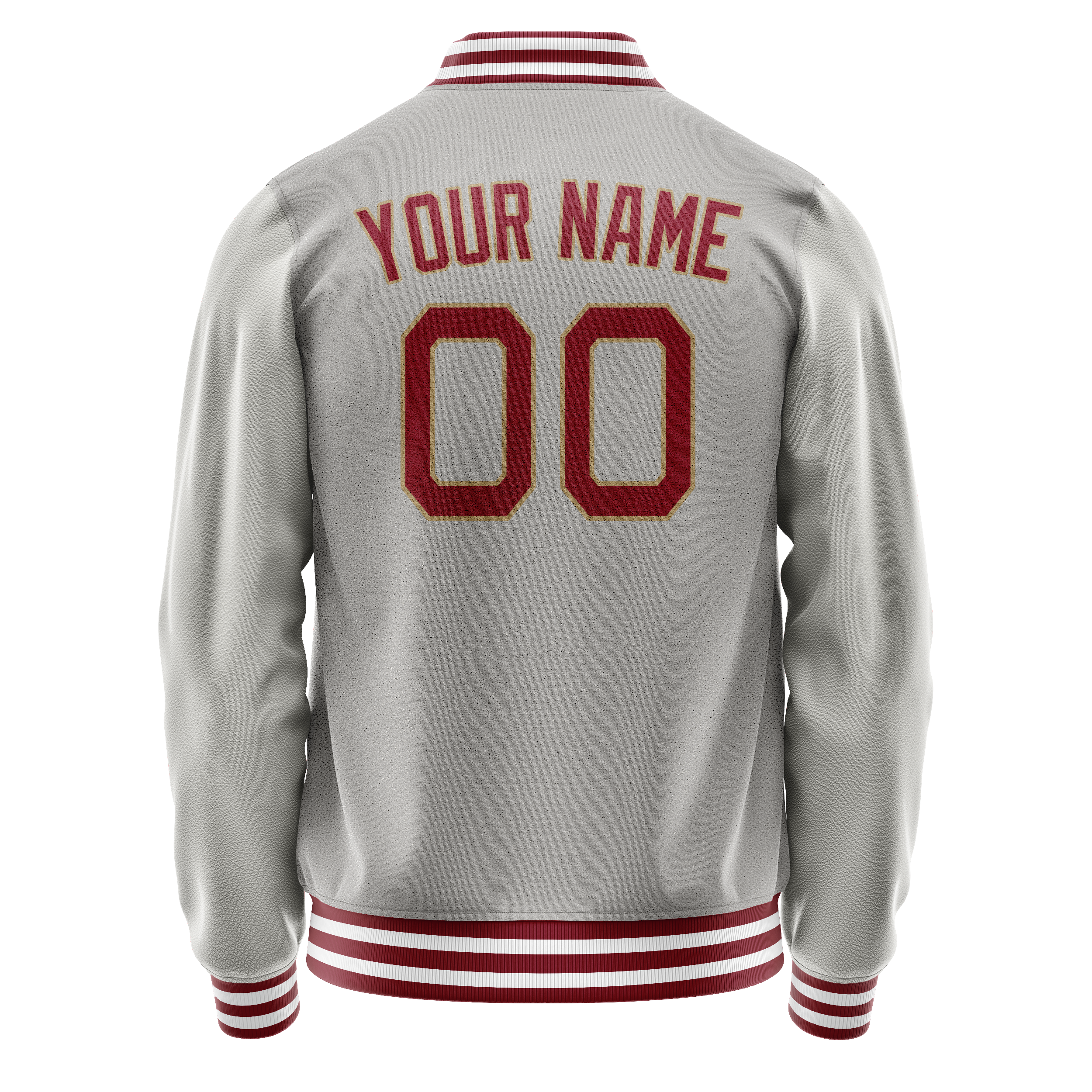 Personalized Gray & Texas-Orange Solid Color Varsity Letterman Jacket