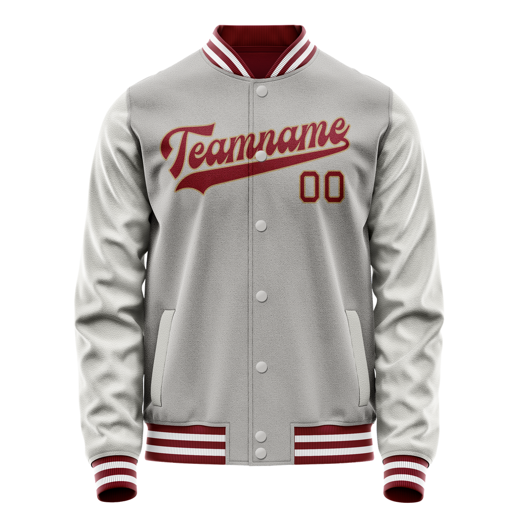 Personalized Gray & Texas-Orange Solid Color Varsity Letterman Jacket