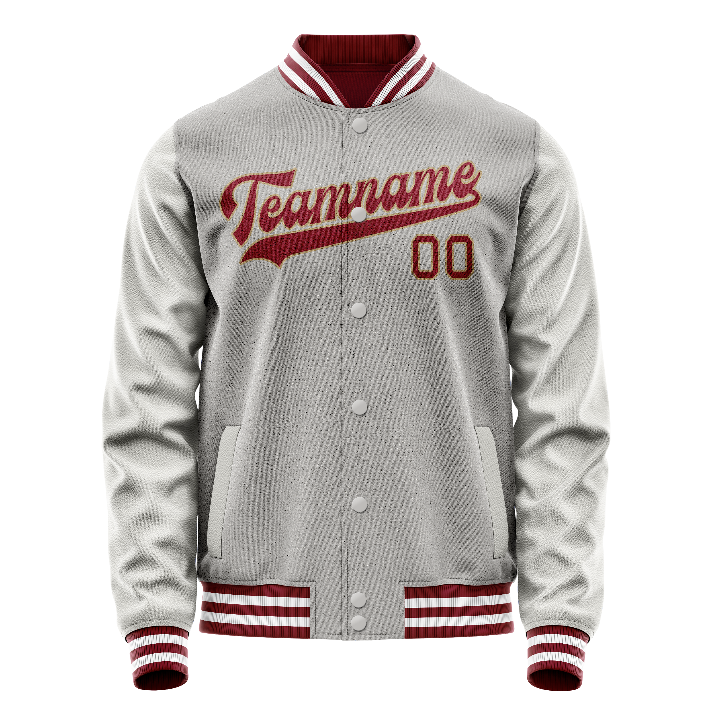 Personalized Gray & Texas-Orange Solid Color Varsity Letterman Jacket