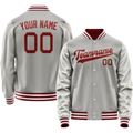 Personalized Gray & Texas-Orange Solid Color Varsity Letterman Jacket