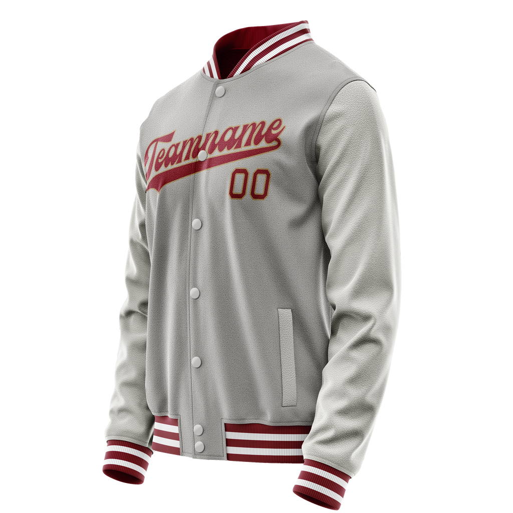 Personalized Gray & Texas-Orange Solid Color Varsity Letterman Jacket
