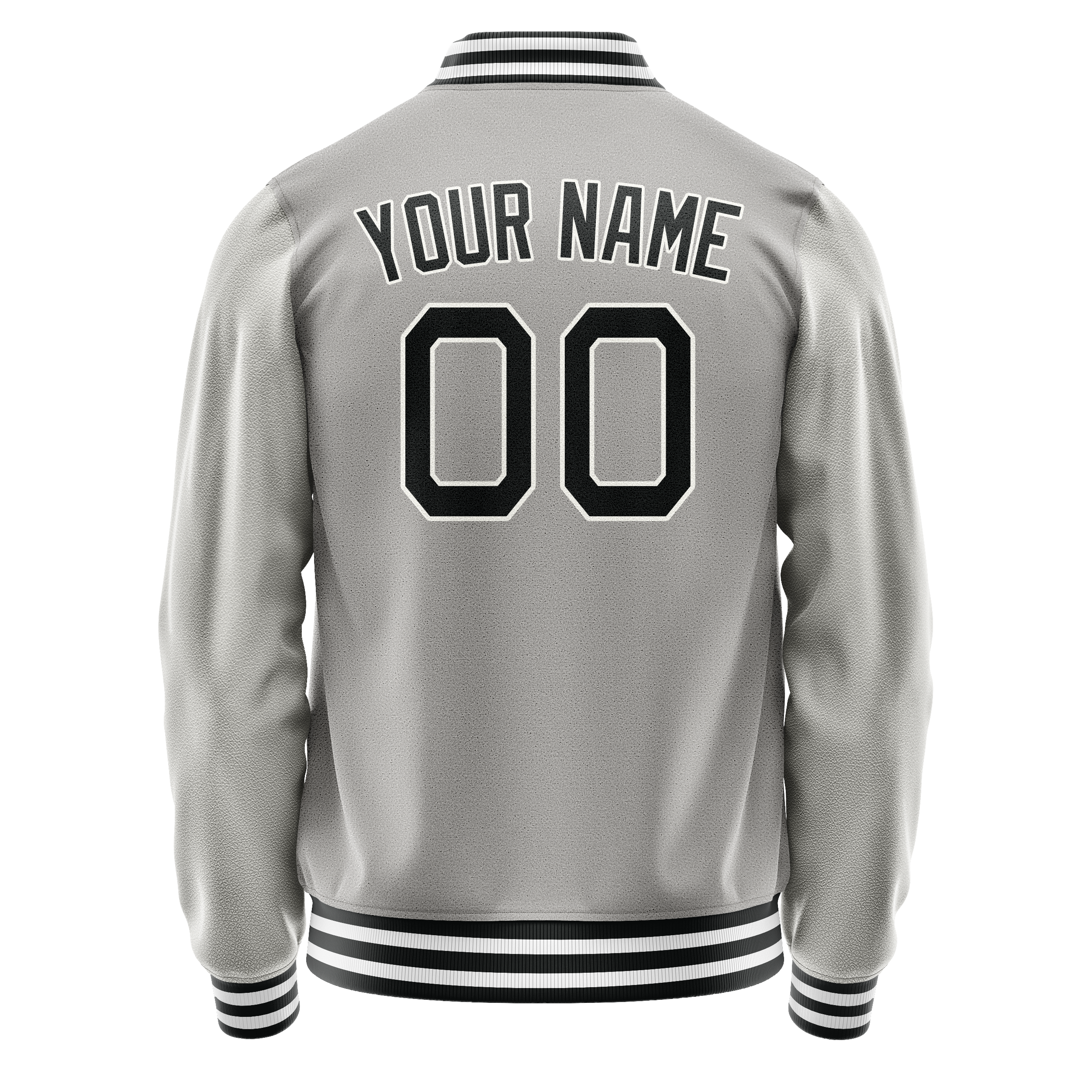 Personalized Gray & Black Solid Color Varsity Letterman Jacket