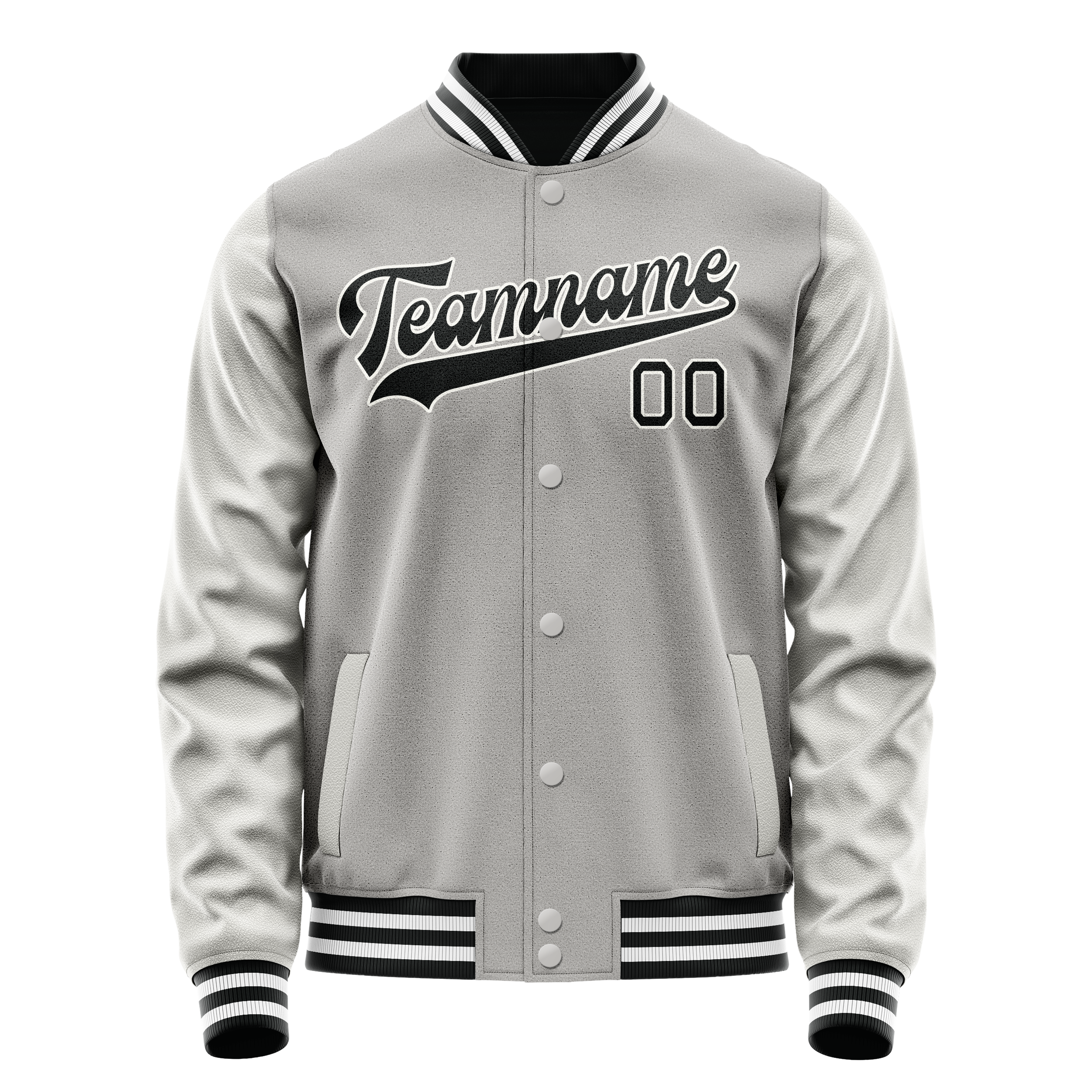 Personalized Gray & Black Solid Color Varsity Letterman Jacket