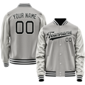 Personalized Gray & Black Solid Color Varsity Letterman Jacket