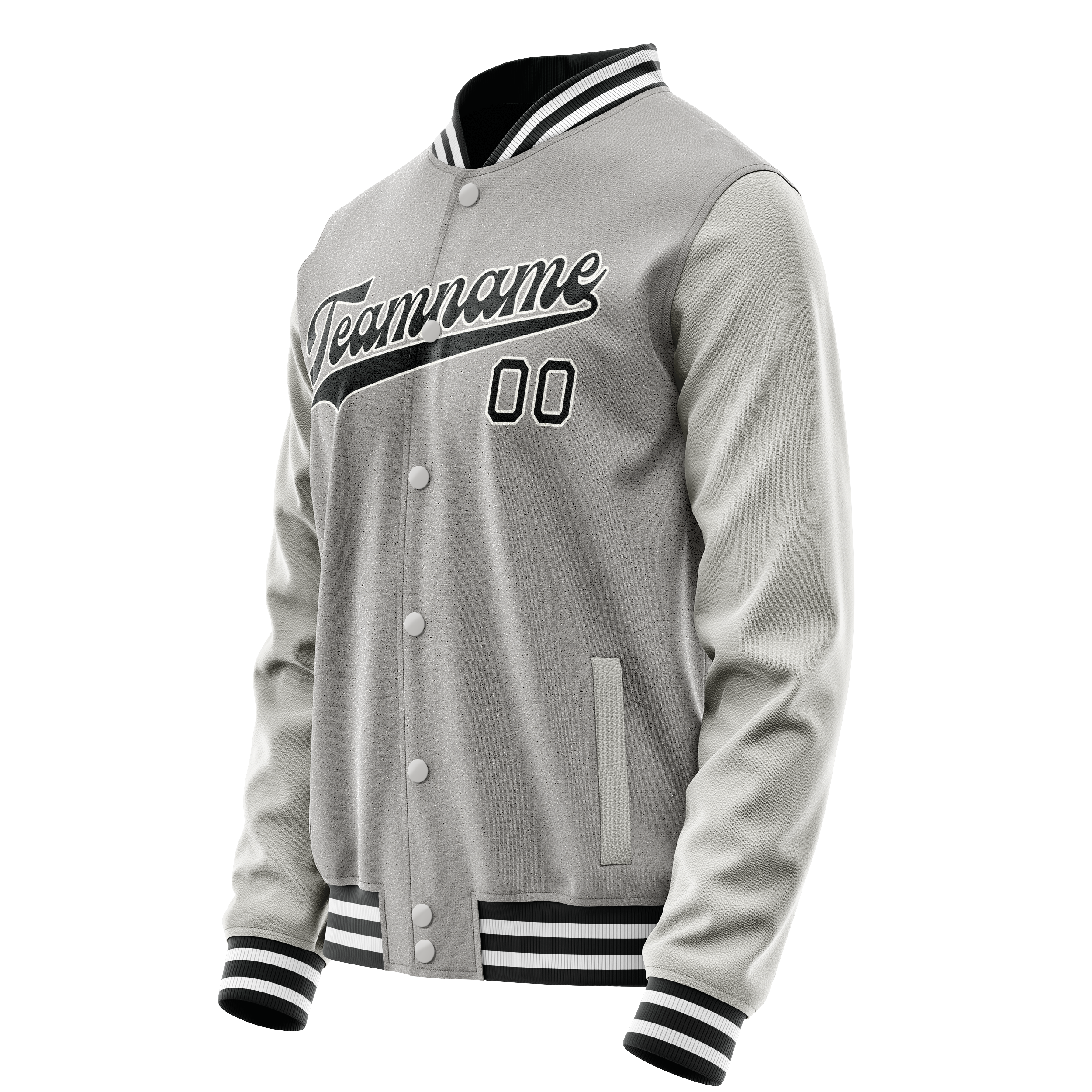 Personalized Gray & Black Solid Color Varsity Letterman Jacket
