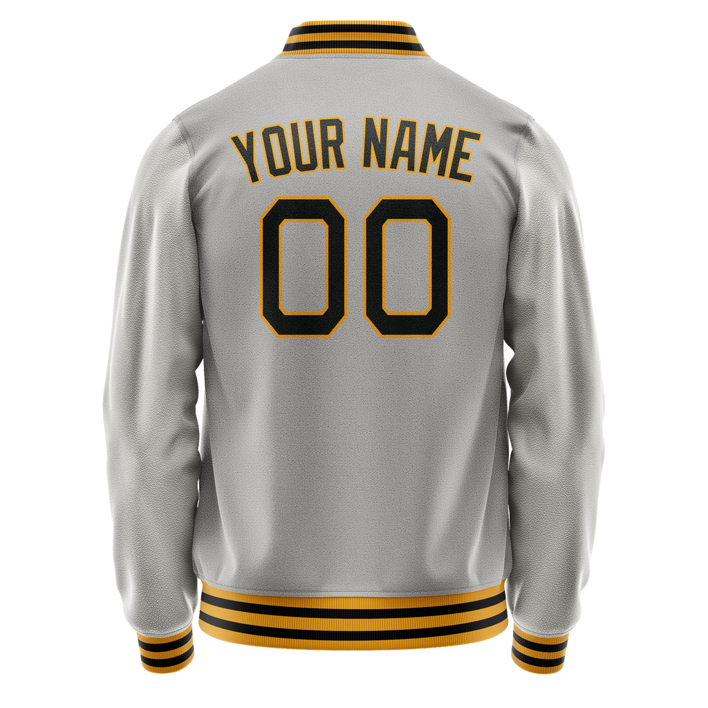 Personalized Gray & Black Solid Color Varsity Letterman Jacket