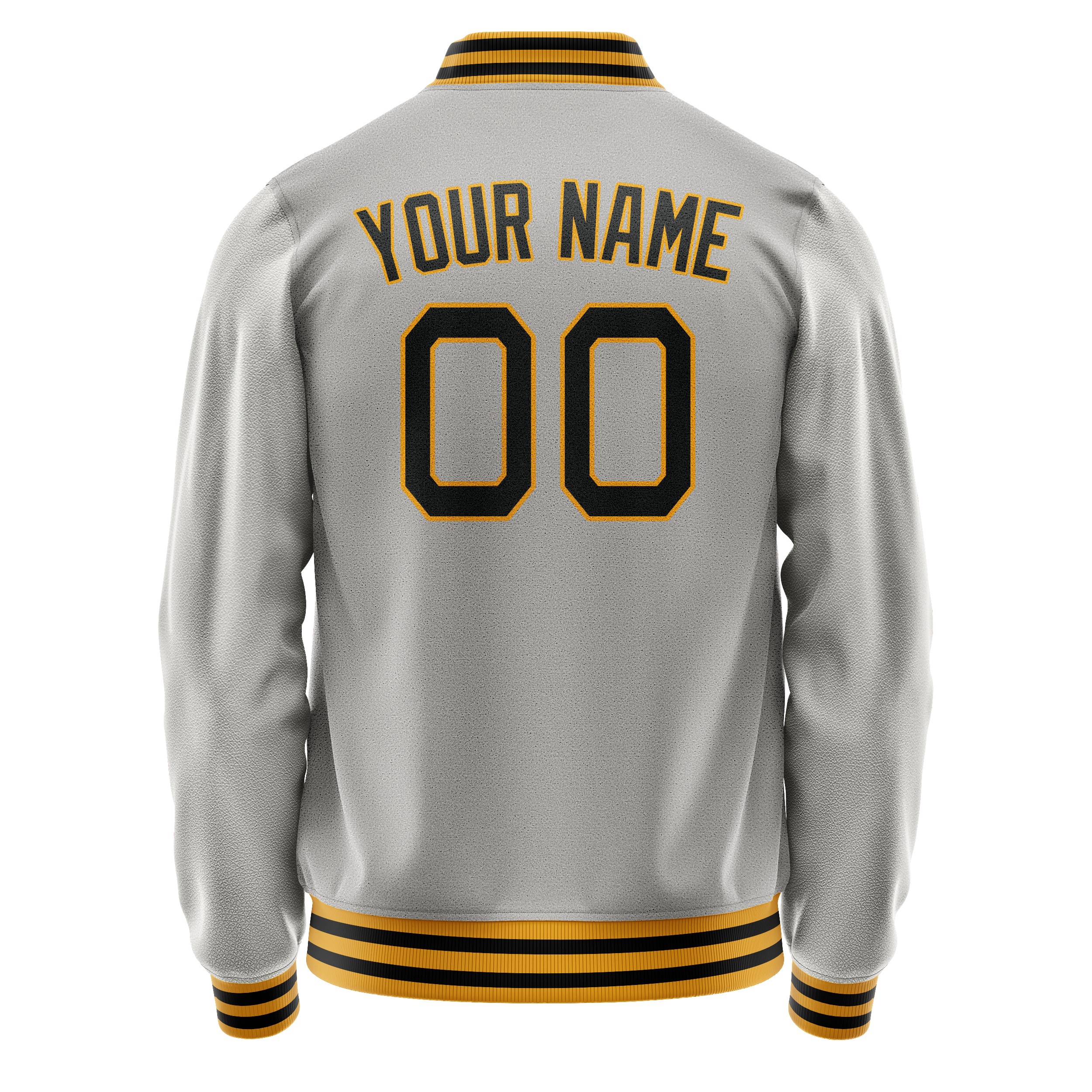 Personalized Gray & Black Solid Color Varsity Letterman Jacket