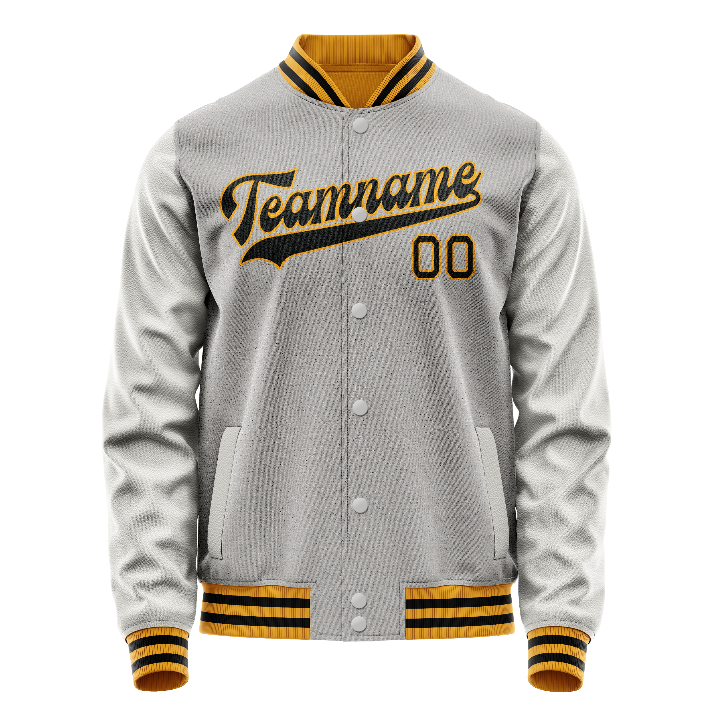 Personalized Gray & Black Solid Color Varsity Letterman Jacket