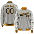 Personalized Gray & Black Solid Color Varsity Letterman Jacket