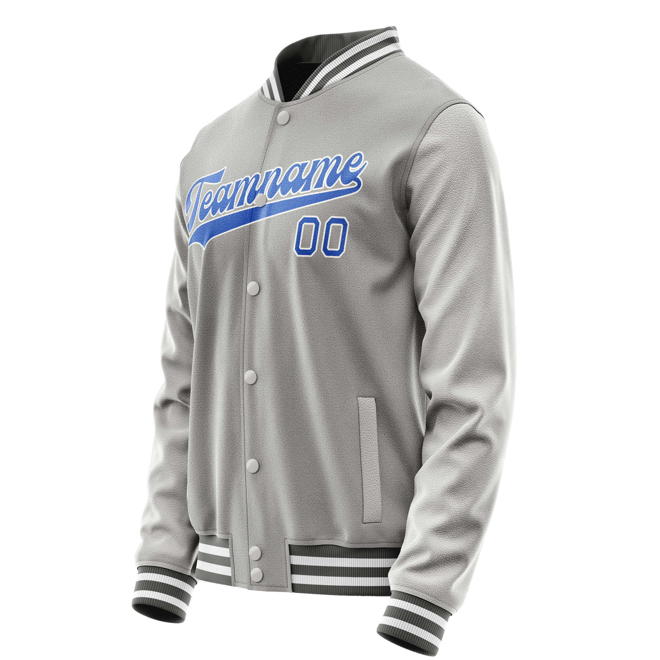 Personalized Gray & Light-Blue Solid Color Varsity Letterman Jacket