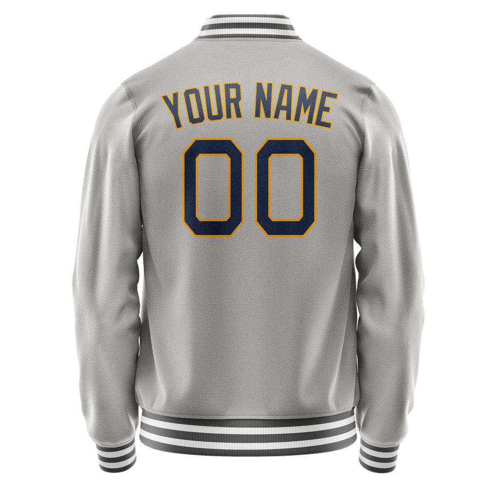 Personalized Gray & Purple Solid Color Varsity Letterman Jacket