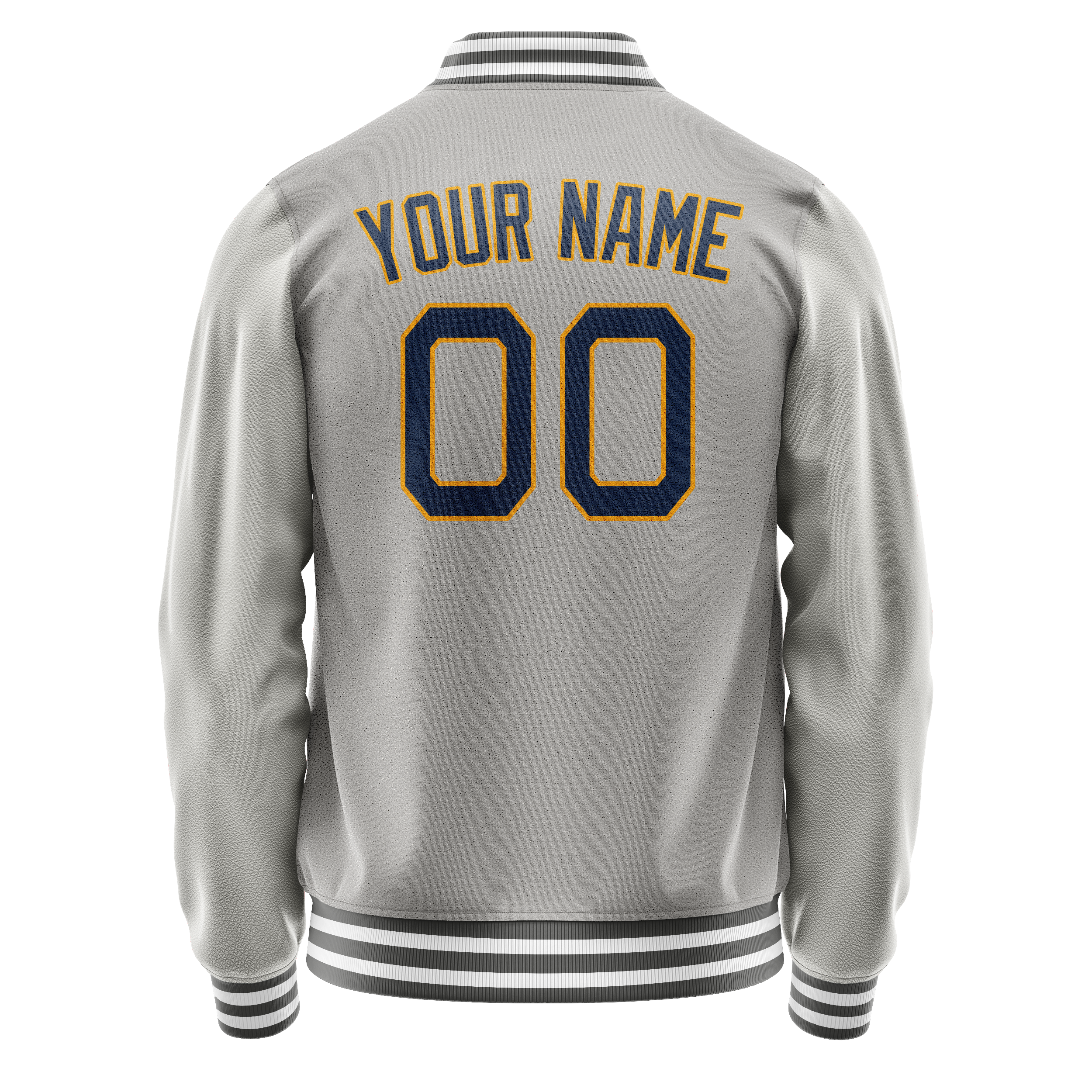 Personalized Gray & Purple Solid Color Varsity Letterman Jacket