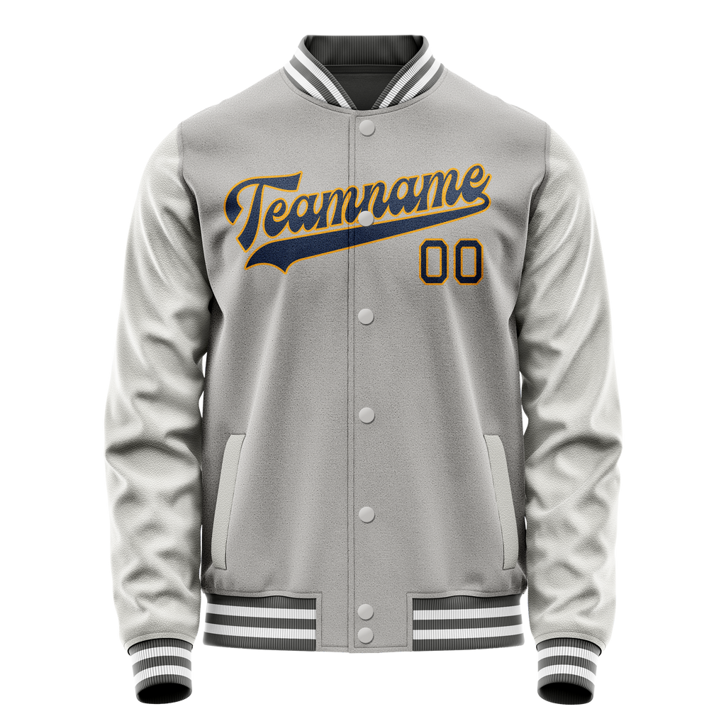 Personalized Gray & Purple Solid Color Varsity Letterman Jacket