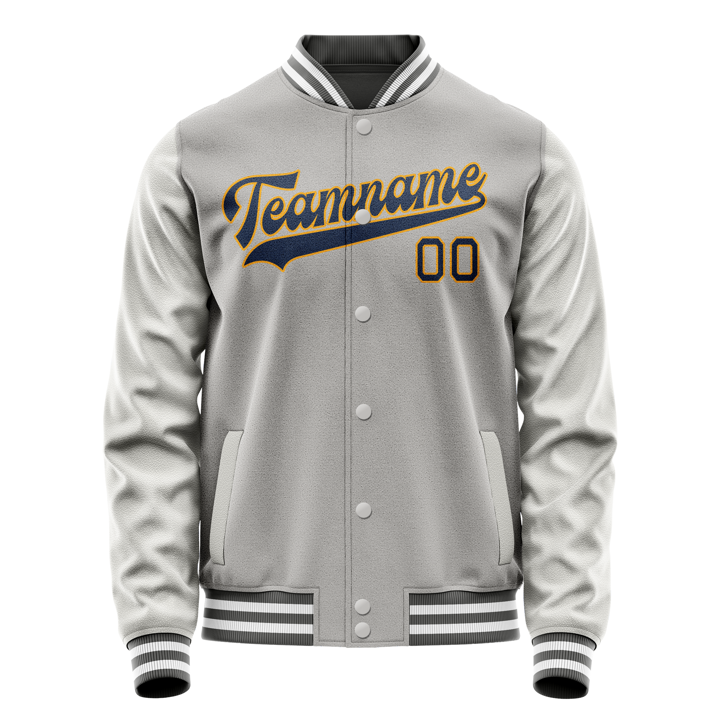 Personalized Gray & Purple Solid Color Varsity Letterman Jacket