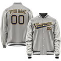 Personalized Gray & Purple Solid Color Varsity Letterman Jacket