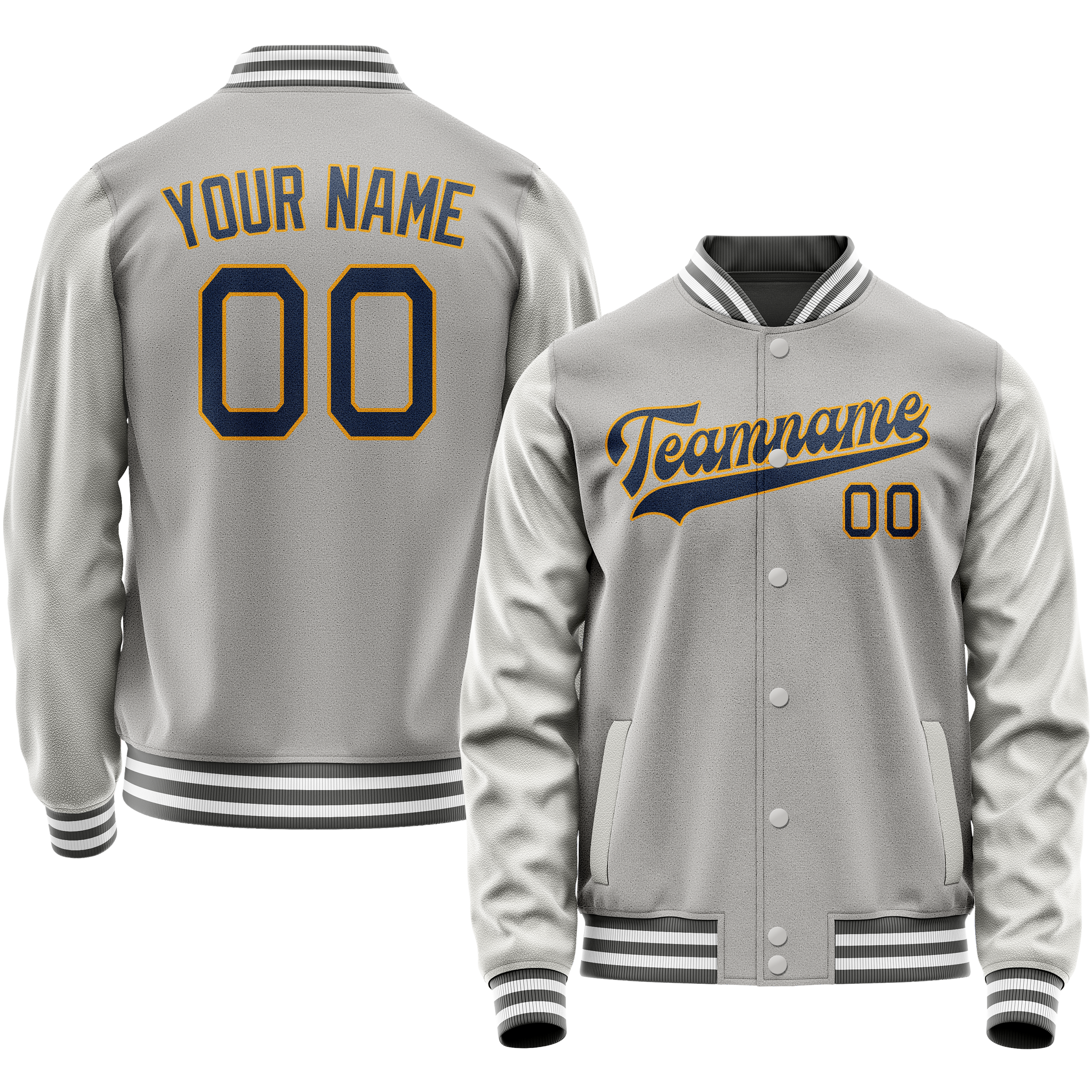 Personalized Gray & Purple Solid Color Varsity Letterman Jacket