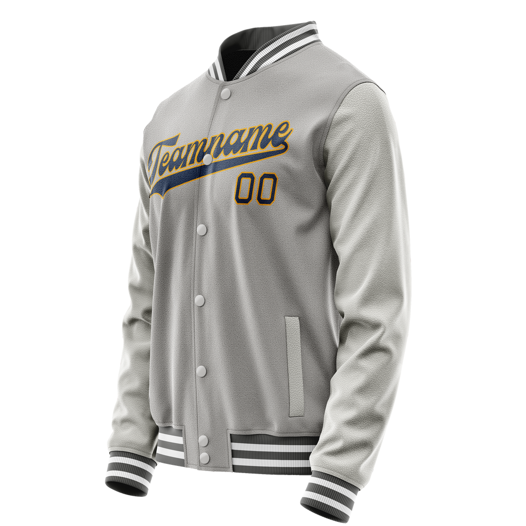 Personalized Gray & Purple Solid Color Varsity Letterman Jacket