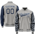 Personalized Gray & Blue Solid Color Varsity Letterman Jacket